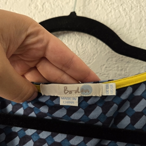 Boden 6R Cowl Neck Sheath Mini Dress Blue Geometric - Picture 6 of 8